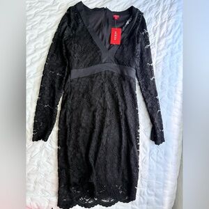 Guess Black Lace Long Sleeve Dress